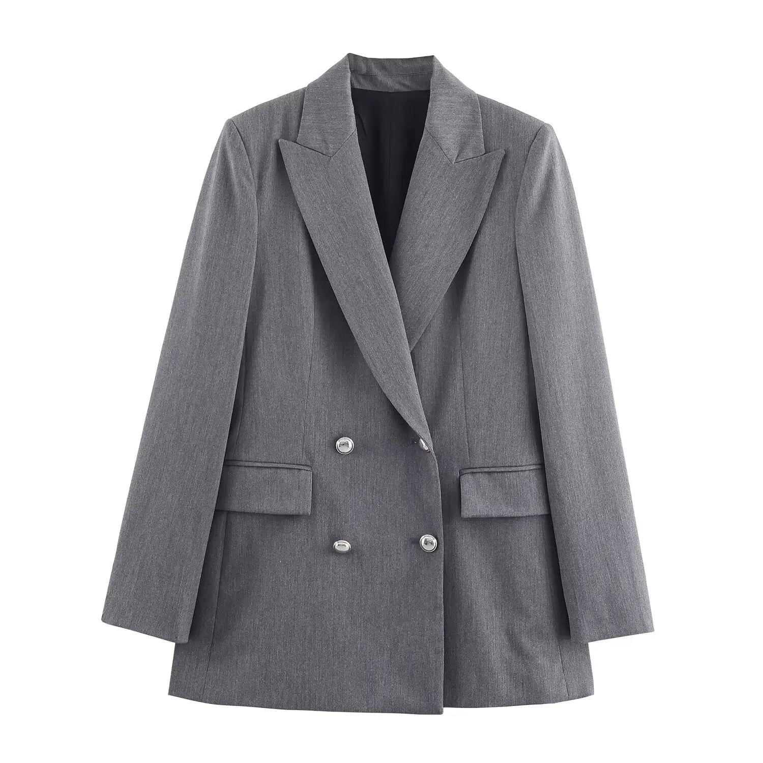 European and American style 2025 autumn new temperament commuting double-breasted mid-length suit jacket