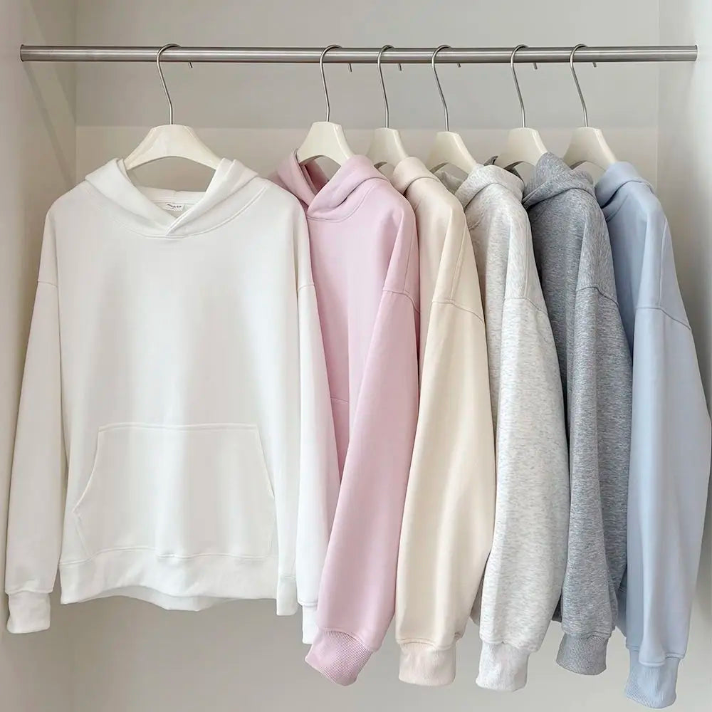 Autumn and winter new solid color simple hooded sweater women's heavy long-sleeved loose and versatile couple top hoodie jacket